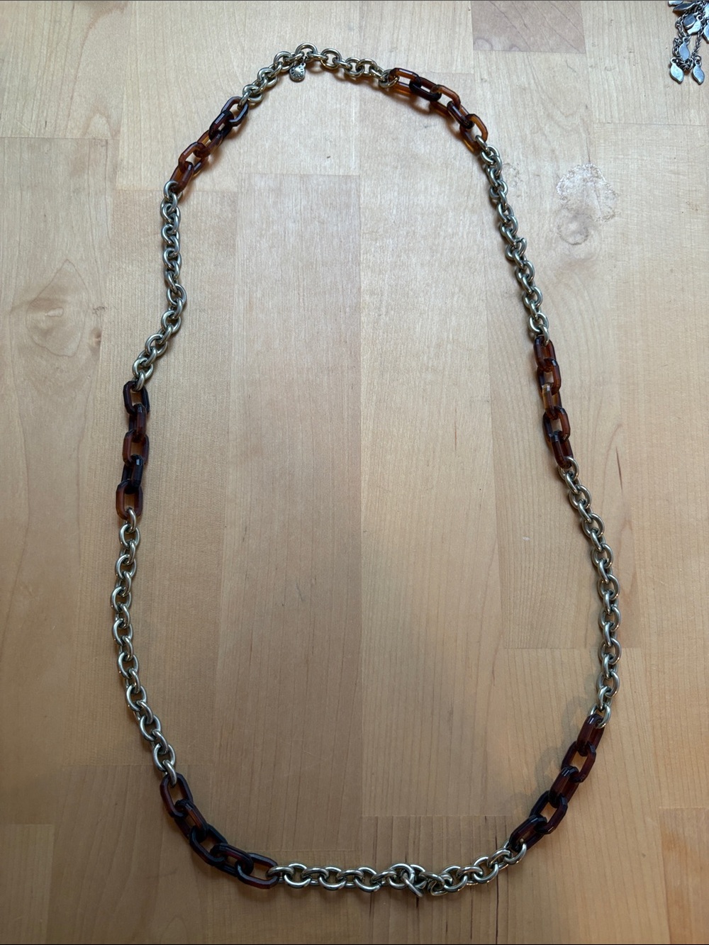 J. Crew Silver-Tone Chunky Curb Chain Necklace with Logo Charm